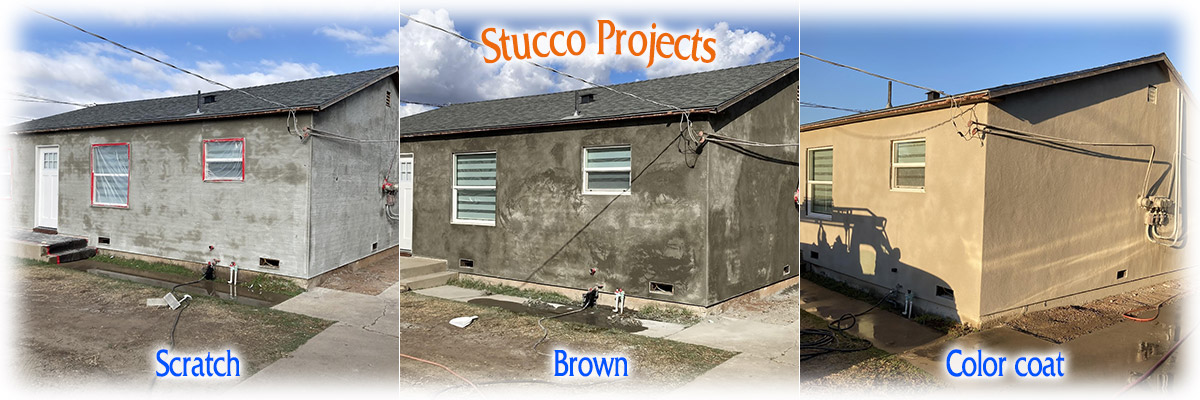 Stucco - scratch, brown, color coat